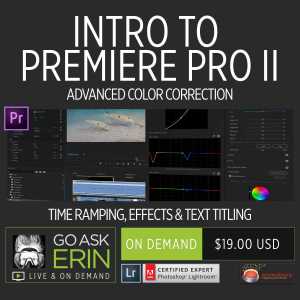 Intro to Premiere Pro II – Advanced Color Correction, Time Ramping, Effects & Text Titling