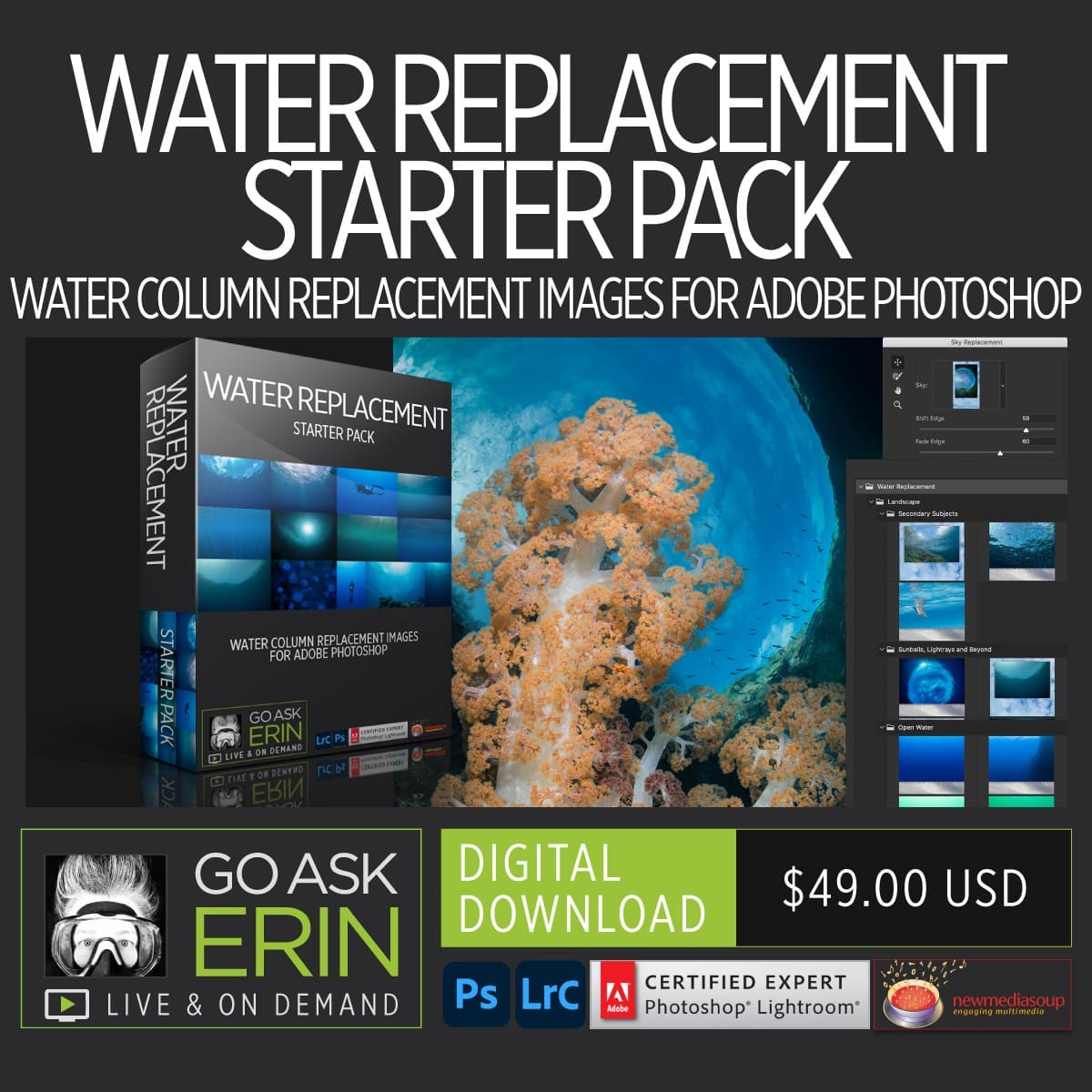 Water Replacement Starter Pack - Water Column Replacement Images for Photoshop